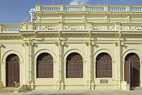 Vintage wooden doors and windows of St. Mark's Cathedral 